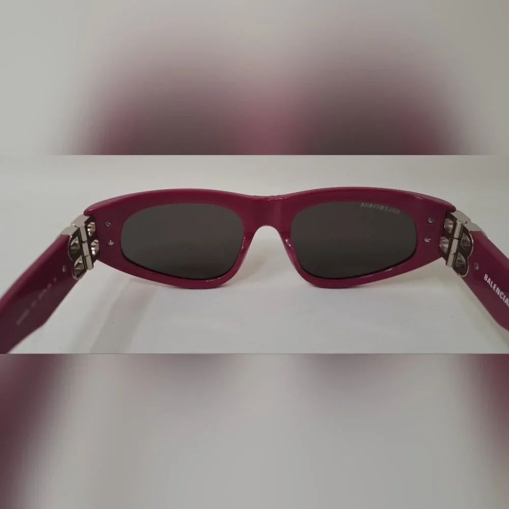 Balenciaga Sunglasses Fuschia Gray BB Temples Oval Cat Eye BB0095S 53-19-135 XL